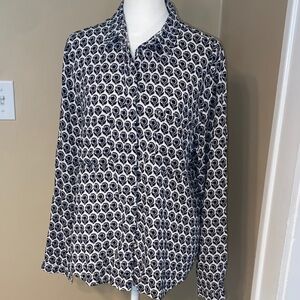 GUC LUNA MOON Print Blouse Button Down Shirt M